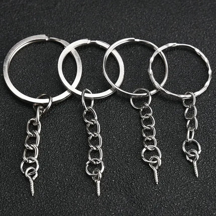 Metal Keychain Kits Metal Key Ring with Jump Rings/Lobster Clasp/Screw Pins Connector Accessories for DIY Jewelry Making