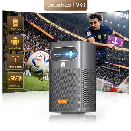 Vevshao V30 3D 4K Mini Projector Cinema Smart Android WiFi Portable 1080P Home Theater Video LED DLP Projector with Battery