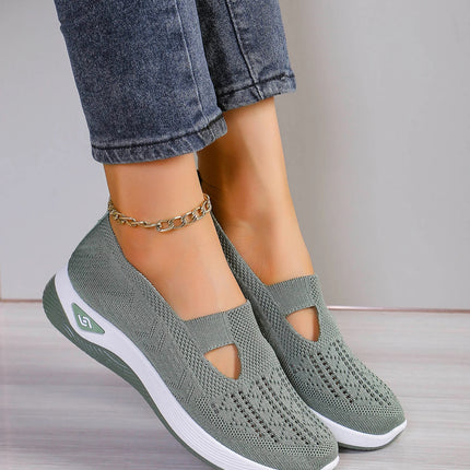 Women's shoes Solid Color Breathable Sneakers, casual sneaker women's summer sneakers, Low-top Knitted Casual Shoes Mom Shoes