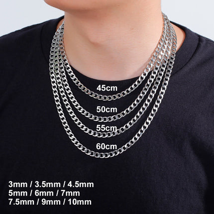 My Shape 3mm-10mm Cuban Chain Stainless Steel Necklaces for Men Male Chains Figaro Box Chain Choker Punk Jewelry 45cm 50cm 60cm