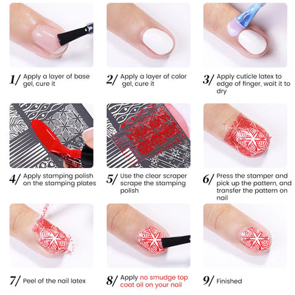 BORN PRETTY 10m Stamping Nail Polish White Black Gold Red Colorful Nail Art Printing Varnish DIY for Nail Plate Design Varnish