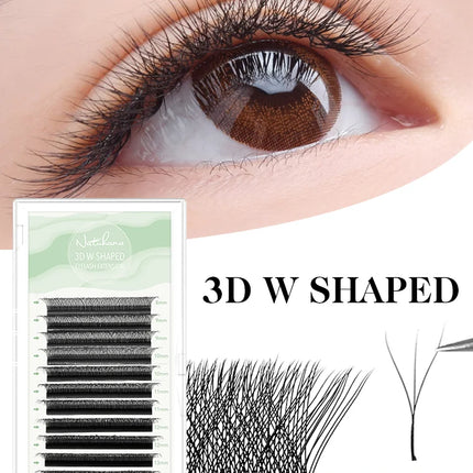 NATUHANA W Shape Eyelashes Extensions 3D 4D 5D 6D W Shaped Brown Black Clover Hand made Premade Volume Fans Lash Extensions