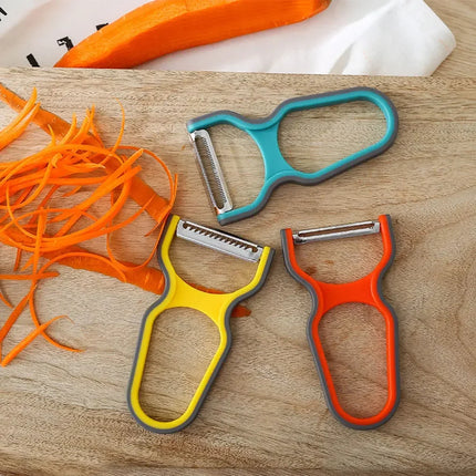 3Pcs Stainless Steel Multi-Function Potato Peeler Fruit Vegetable Chopper Mini Spud Slicer Grater Set Random Color Kitchen Tools