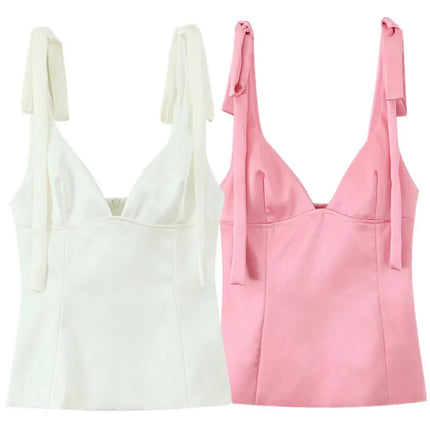 Summer 2025 New Women's Silk Satin Feel Blouse Knot Versatile Design Fashionable Casual Wear Regular Sleeve Length