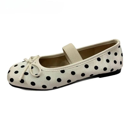 Spring Butterfly-knot Women Dot Ballet Flats Comfort Shallow Elastic Band Shoes Ladies Eelgant Soft Sole Dress Mary Jane Shoes