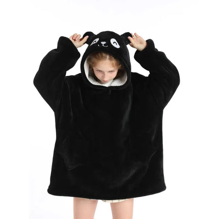 Kids Oversized Hoodie Blanket With Sleeve Boy Girl Sweatshirt Winter Fleece Hoody Avocado Rainbow Dinosaur Print Hooded Sweat