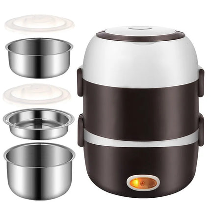 Portable electric lunch box 1 bottle pc car stainless steel plastic 2-in-1 household insulation heating lunch box can be plugged