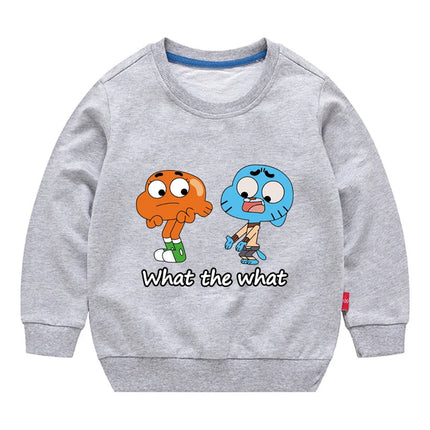 The Amazing World Of Gumball Kids Sweatshirt 100% Cotton O-neck Long Sleeve T-Shirt 3-12Years Kids Cartoon Sports Hoodie