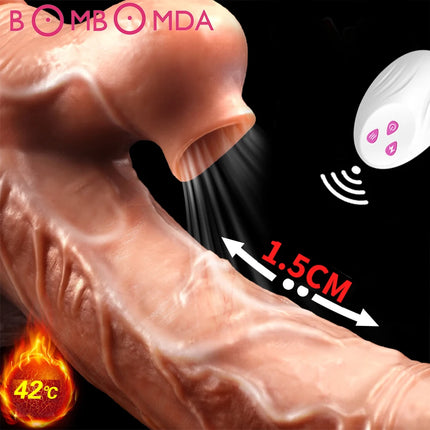 Realistic Dildo with Suction Cup Sucking Vibrator Swing Dick Thrusting Penis Sex Toys For Women Flexible Remote Control Dildo