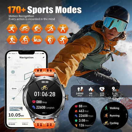 2026 New Built-in GPS Military Smart Watch Compass Barometric Altimeter 10ATM Waterproof Sports 1000mAh Battery Smartwatches Men