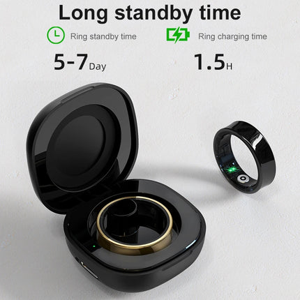 R09 Smart Ring Men Women with Charging Case, Skin Temperature Health and Sleep Monitor Multi Sport Mode For Xiaomi Samsung Phone