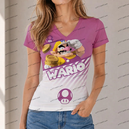 XS-5XL Kawaii Super Mario V Neck Women T-shirt Y2k Top 2026 New Streetwear Woman Clothes Harajuku Style Fashion Oversize Summer