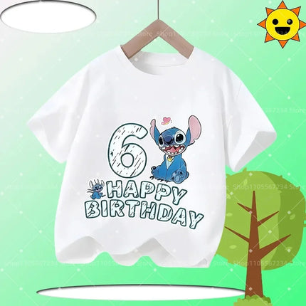 2026 Fashion Kids T-Shirt, Stitch Cartoon Print Short Sleeve Tops, Casual Round Neck Tees for Boys & Girls