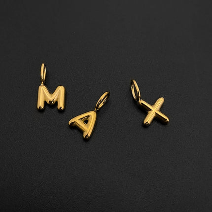 eManco Stainless Steel Gold-plated Charms Modern Style 3D Bubble Alphabet Elements DIY Necklace Bracelet Jewelry Making