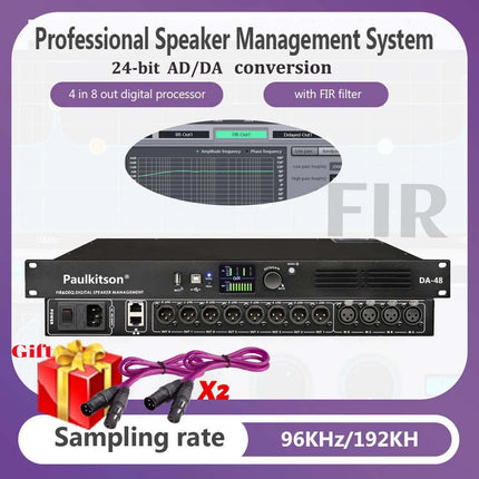 Paulkitson DA48 Professional Digital Audio Processor 4In 8Out DSP Audiophile Effect Equipment With FIR Speaker Management System