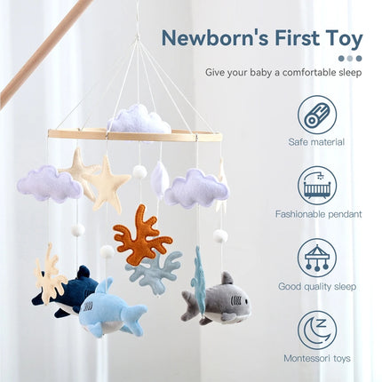 Baby Wooden Bedbell Bracket 0-12 Months Bed Bell Bracket Wooden Mobile Newborn Crochet Bed Bell Hanging Toys Newbaby Rattle Toys