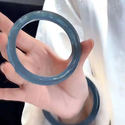 Devil Ice Blue Sea Blue Imitation Jade Glass Bangle Popular for Women High Beauty Bracelet Elegant Jewelry Gift
