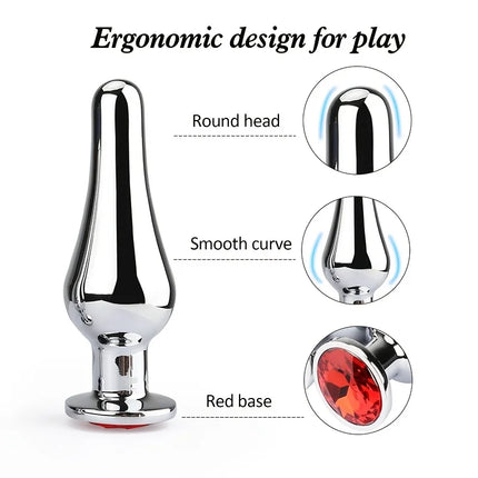 Tapered Anal Plug Anal Trainer Kit, Metal Jeweled, Fetish Jewelry Butt Plug Anal, Sex Toys Women Men Couples Lover