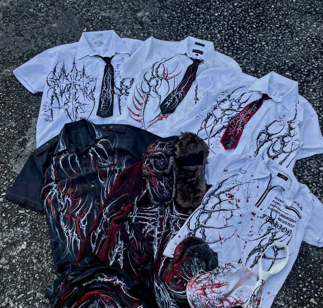 Rock Y2K Polo Shirt Printed Mens T-shirt Gothic Super Hip-Hop Button-Neck Shirt Punk Casual T-shirt Simple Stylish Couple Packs