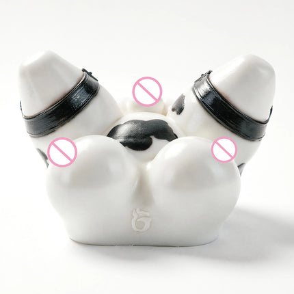 SHAZ Bound Sexy Milk Cow Silicone Stroker, Bionic Cow Nipple & Tail Design, Realistic Vagina Onahole, Tight Masturbator for Men