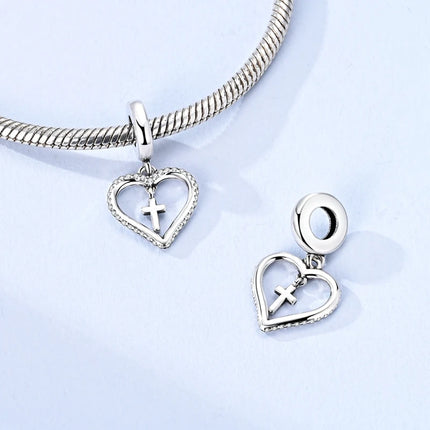 Charm Bead 925 Sterling Silver Heart Starry Sky Family Mother-Daughter-Sister Charm Fit Bracelets Pendant Women DIY Jewelry Gift