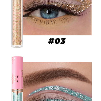 Glitter Liquid Eyeliner Pencil SET Flash Dazzling Eyeshadow Pearlescent Outline Pen Long Lasting No Smudge Women's Makeup Gifts