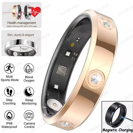 2026 Smart Ring Women Men Super Narrow 6.3mm Heart Rate Health Stress Measurement Monitor IP68 Waterproof Fashion Sports Rings