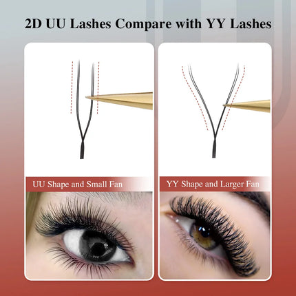 NAGARAKU U Shape YY 2D UU Soft Light Natural Eyelash Extensions Parallel Makeup Supplies Dark Brown