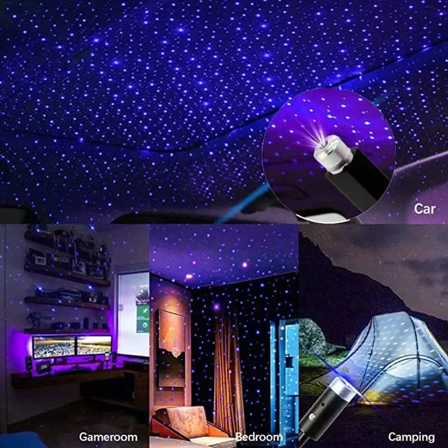 LED Starry Sky Lamp 5V USB Powered Galaxy Starry Projector Night Lamp Romantic Atmosphere Light For Car Roof Bedroom Decoration