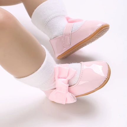 Spring and Autumn Red Comfortable Bow Detail Women's Baby Shoes for Newborns and Girls