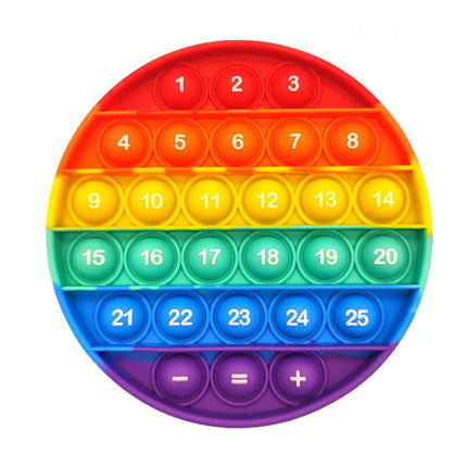 Letter A-Z Rainbow Square Fidget Toys Number Learning Teaching Tool Push Bubble Stress Relief Sensory Toys for Boys and Girls