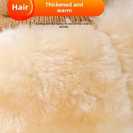 Baby Suede Leather Thick Shoes Infants Winter Plush Warm Booties Fur Girls Booties Unisex Sheepskin Kids Boy Floor First Walkers