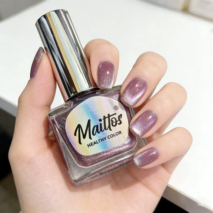 WA516 Grape 12ml No-bake Cat's Eye Water-based Nail Polish, Oderless, With a magnet, dry quickly No need UV lamp, easy to tear
