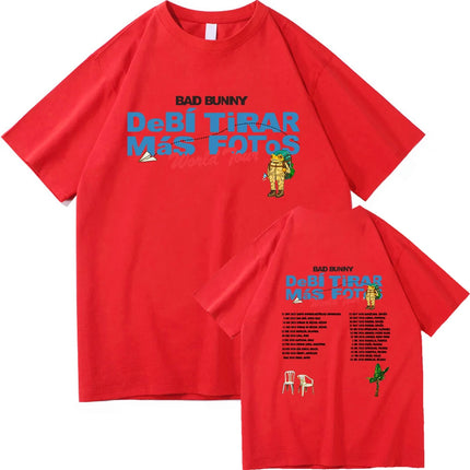 Bad Bunny DTMF World Tour 2025-2026 TShirt Men/women Clothing Vintage Harajuku High Quality Clothes Cotton TShirts for Fans Gift