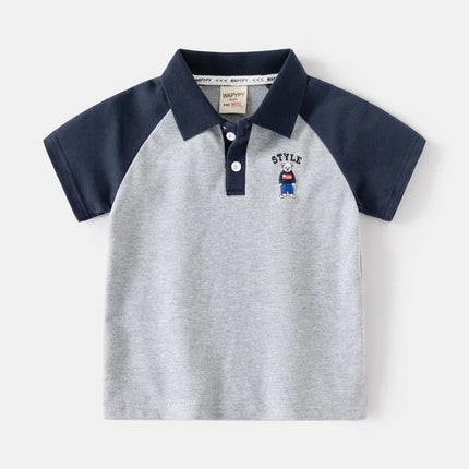 2025 Summer New Boys' Short sleeved T-shirt Korean Version Baby Collar Sleeve Polo Shirt Fashion Children's Short sleeved Top Tr