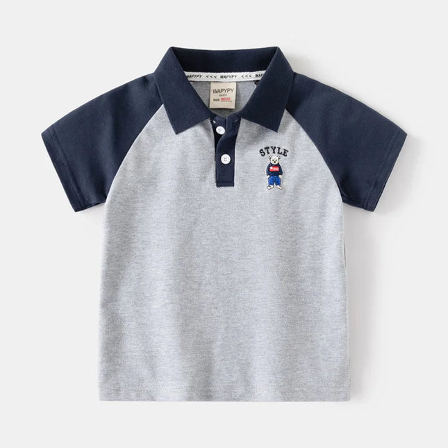2025 Summer New Boys' Short sleeved T-shirt Korean Version Baby Collar Sleeve Polo Shirt Fashion Children's Short sleeved Top Tr