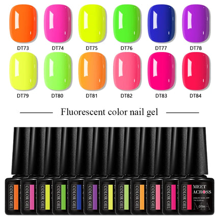 7ml MEET ACROSS Fluorescent Color Nail Gel Polish Are Suitable For Fashionable Nail Art Spring And Summer Gel Valentine'S Day