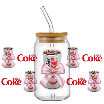 New Design Diet Coke 3D Decal UV DTF Cup Wraps for 16oz Glasses DIY Mug Phone Waterproof Transfer Sticker