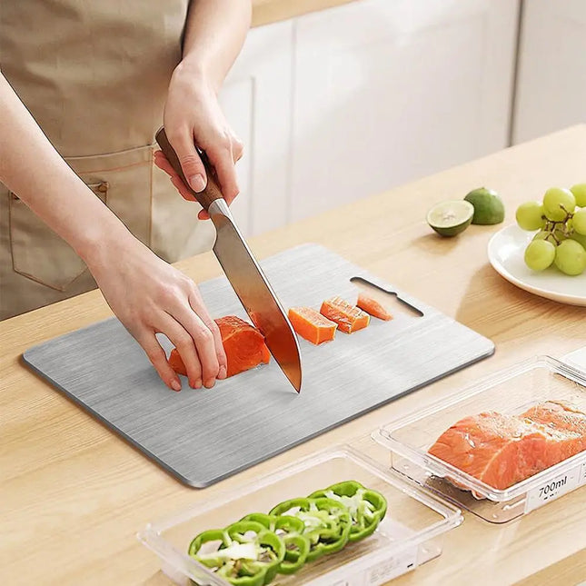 Cutting Boards for Kitchen Stainless Board 304 Steel Thickened Double Sided Food Grade Portable Fruit Meat Chopping