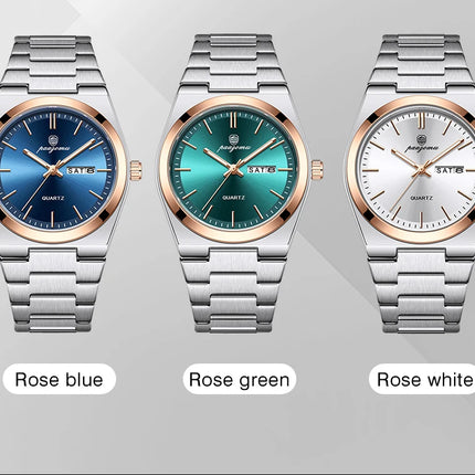 PAAZOMU Luxury Quartz Men's Wristwatch Sport Men Watches Waterproof Luminous Date Week Stainless Steel Men's Watch Male Reloj+box