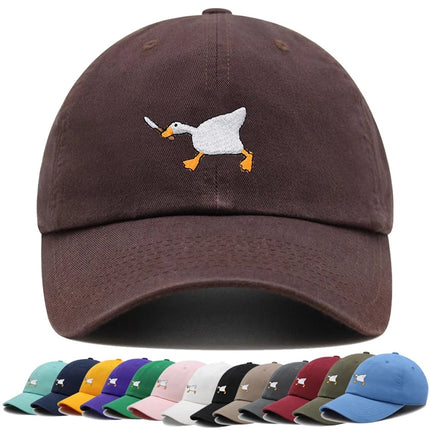 Embroidered baseball cap with goose pattern for men and women, casual and fashionable city style duckbill cap