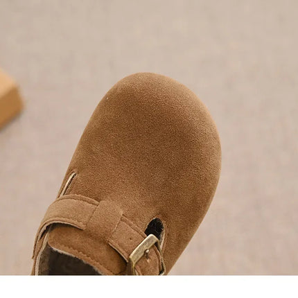Children Flat Shoes Suede for Winter Kids Moccasins Non-slip Soft Sole 2024 Brand New Boys Girls Leather Shoes Warm Retro Trendy