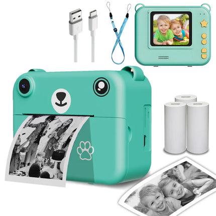 Kids Instant Print Camera with 3 Rolls Thermal Paper USB Charging | Dual Lens | 1500 mAh Lithium Battery, Holiday Birthday Gift