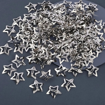 5/15/30/60/100/200pcs Y2K Silver Star Hair Clips for Girls Metal Snap Clip Hairpins Barrettes Hair Grip Jewel Hair Accessories