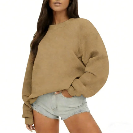 Spring Autumn Women's sweatshirt daily Casual Pullover Solid Color Sportswear comfort O-Neck Tops Loose long sleeve sweatshirt