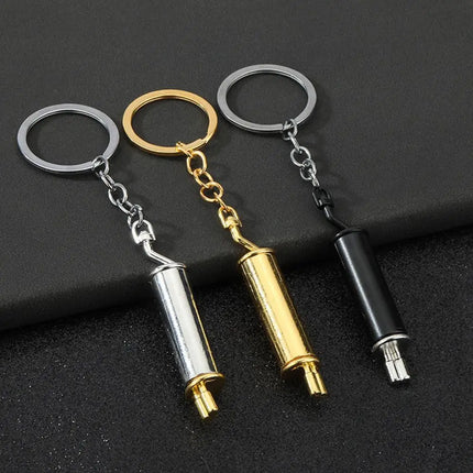 Alloy Keychain Car Exhaust Pipe Keychain Unique Pendant Keychains for Car Backpack Accessories Gifts for Men Car Enthusiasts