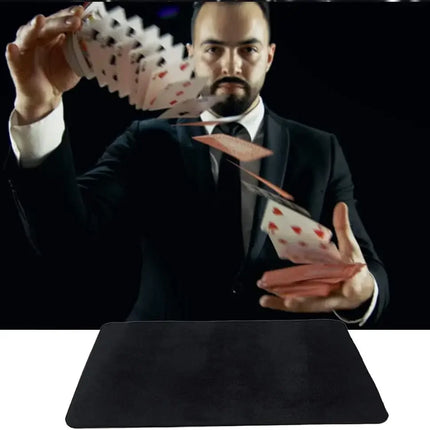 Magician Card Poker Mat Close-Up Performance Pad Black Deck Card Mat Magic Tricks Magic Coin Gimmicks Gift for Kids Adults Party