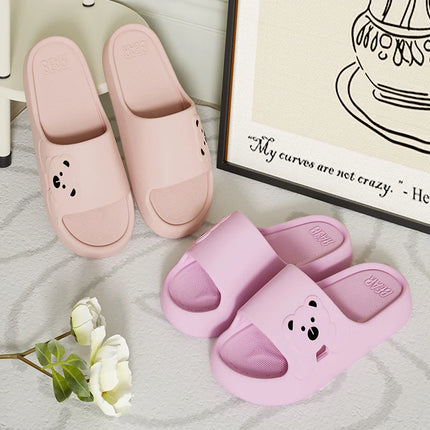 Fashion Women's Slippers Indoor Soft Sole Cartoon Bear Slides Bathroom EVA Outdoor Men Summer Beach Flip Flops Shoes Couple