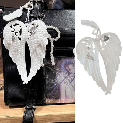Wings Shape Carabiner Acrylic Keychain Y2K Punk  Angel Wings Bag Pendant Heart Cross White DIY Keychain Bag Hanging Decor