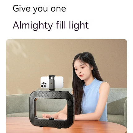 Three-color dimming, ring rabbit cage fill light selfie live broadcast photography light with Bluetooth selfie reverse charging